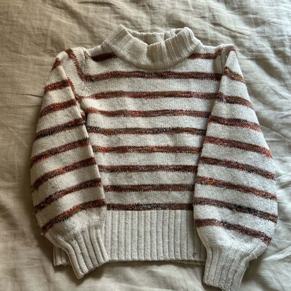 Madewell mockneck striped sweater, size small